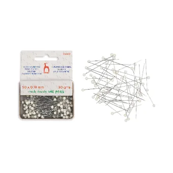 Glass headed pins, white — 30 g